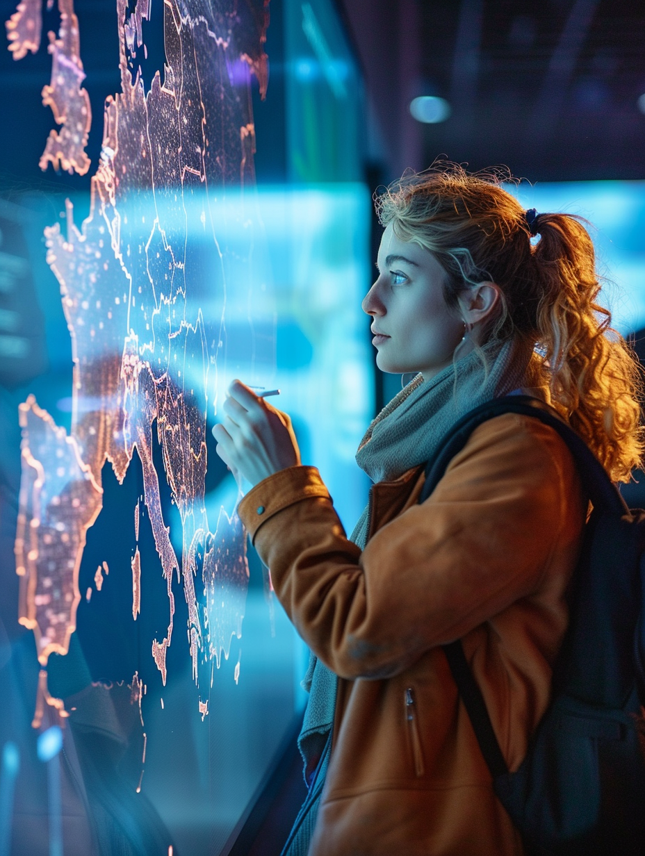fille écrit sur un tableau numérique